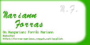 mariann forras business card